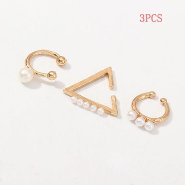 3Pcs/Set Pearl Zircon Clip on Earrings Ear Cuffs Stackable Earrings for Women NO Pierced Cartilage Earring Earcuffs Accessories daiiibabyyy